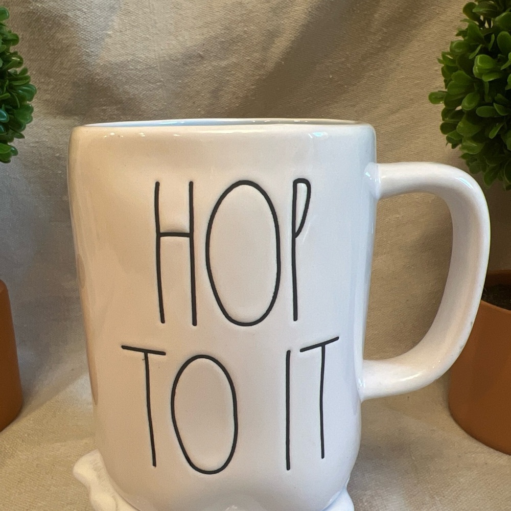Rae Dunn White Ceramic Dining Mug HOP TO IT Easter